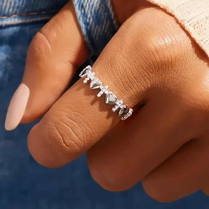 Heart and Cross Cubic Zirconia Rings for Women Elegant Party Jewelry