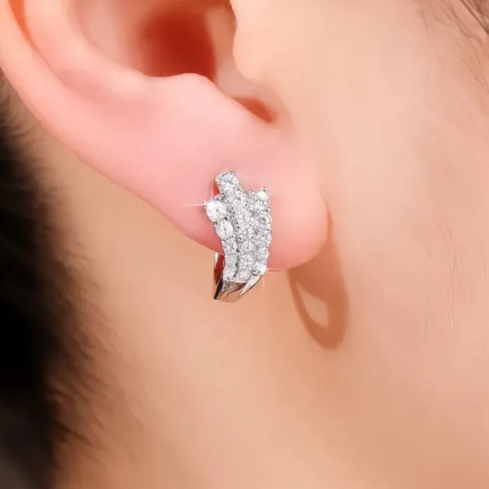 U Shape Geometric Hoop Earrings Cubic Zirconia Copper Alloy Wedding Gift