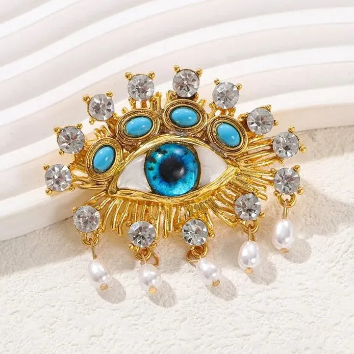 Luxury Sparkling Devil Eyes Brooch Pin for Women Men Classic Style