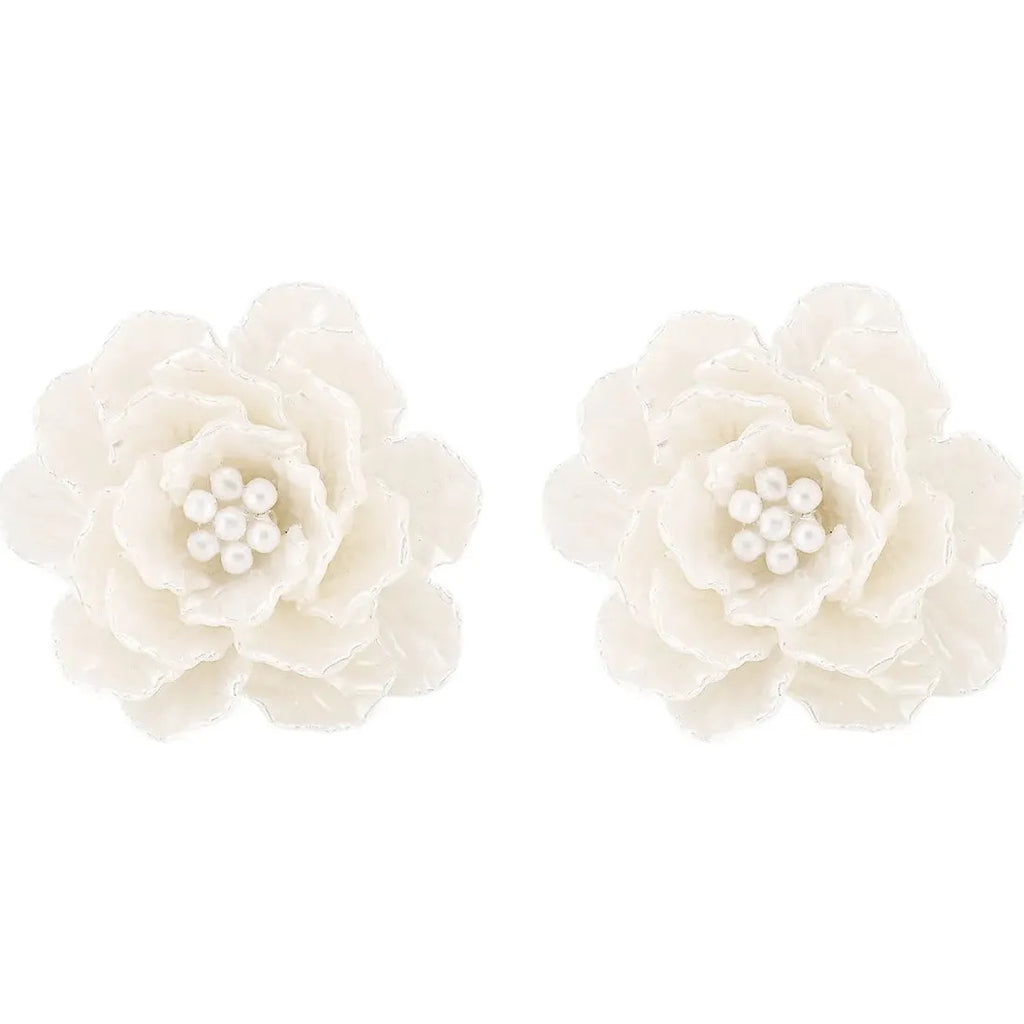 Multi-Layer Imitation Pearl Flower Stud Earrings for Women Party Jewelry