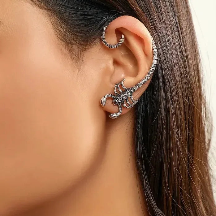 Halloween Gothic Scorpion Clip Earrings Punk Rock Animal Statement Jewelry
