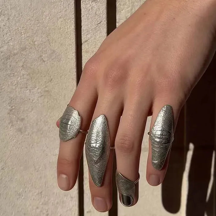 2026 Artistic Irregular Copper Knuckle Ring Set Full Finger Unisex Hip Hop Jewelry