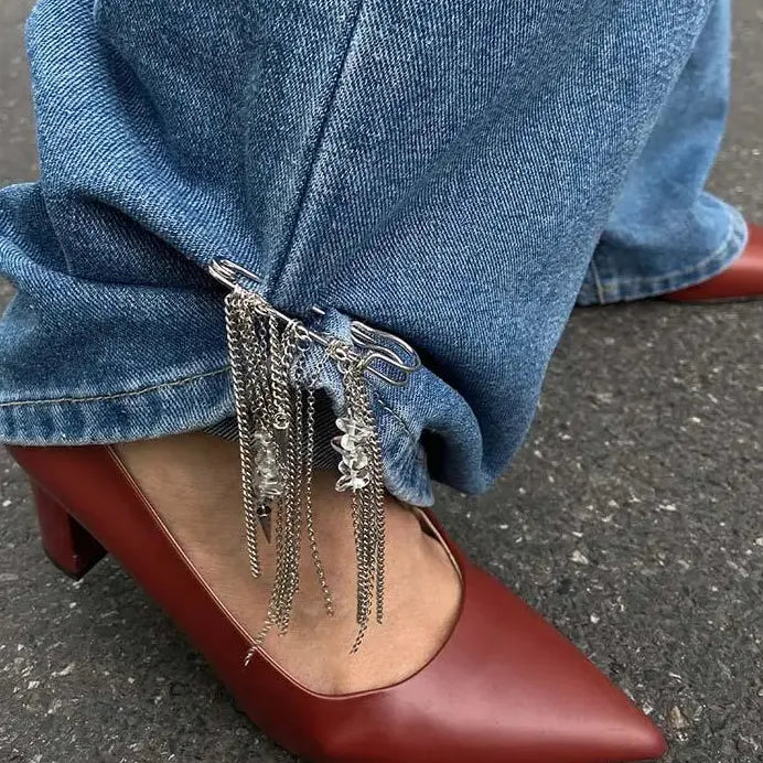 Retro Zinc Alloy Geometric Chain Fringe Brooch Pin Punk Jewelry