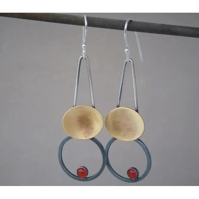 Vintage Bohemian Irregular Drop Earrings for Women Zinc Alloy Silver Gift
