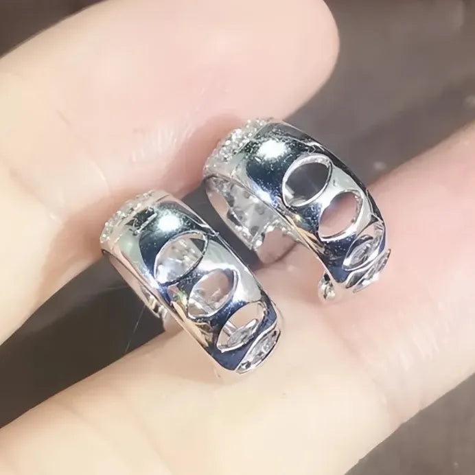Geometric Sparkling CZ Hoop Earrings for Women Everyday Gift