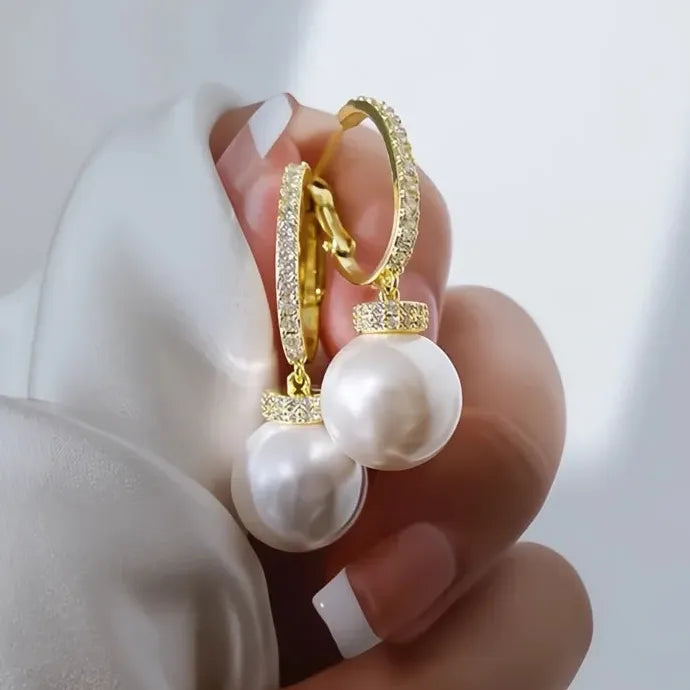 Luxury Women Gold Color Drop Earrings Imitation Pearl Wedding Gift Jewelry