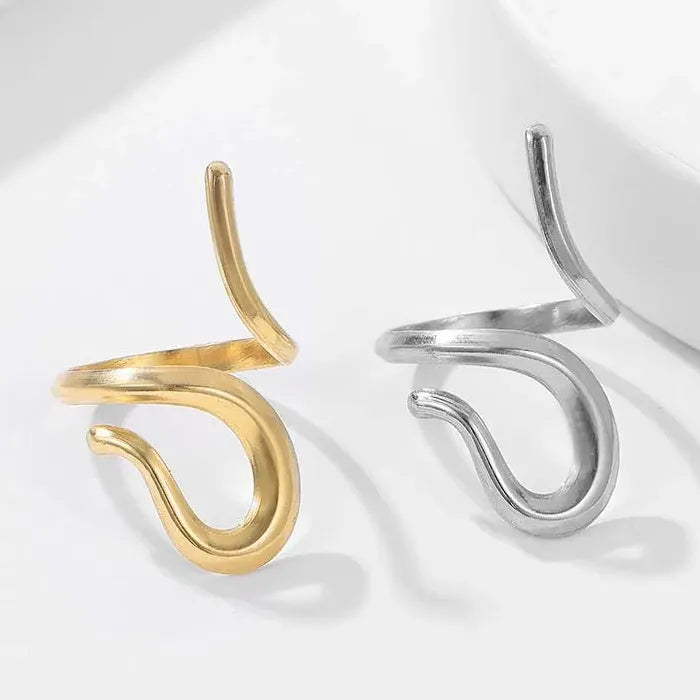 Adjustable Vintage Gold Geometric Hollow Stainless Steel Mood Tracker Ring for Women Men
