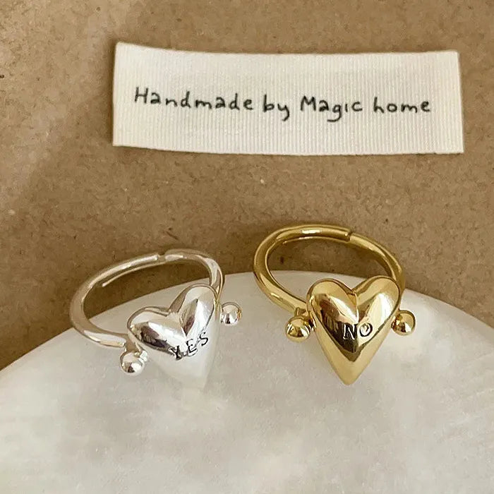 Adjustable Heart Ring Vintage YES or NO Couple Jewelry Romantic Gift