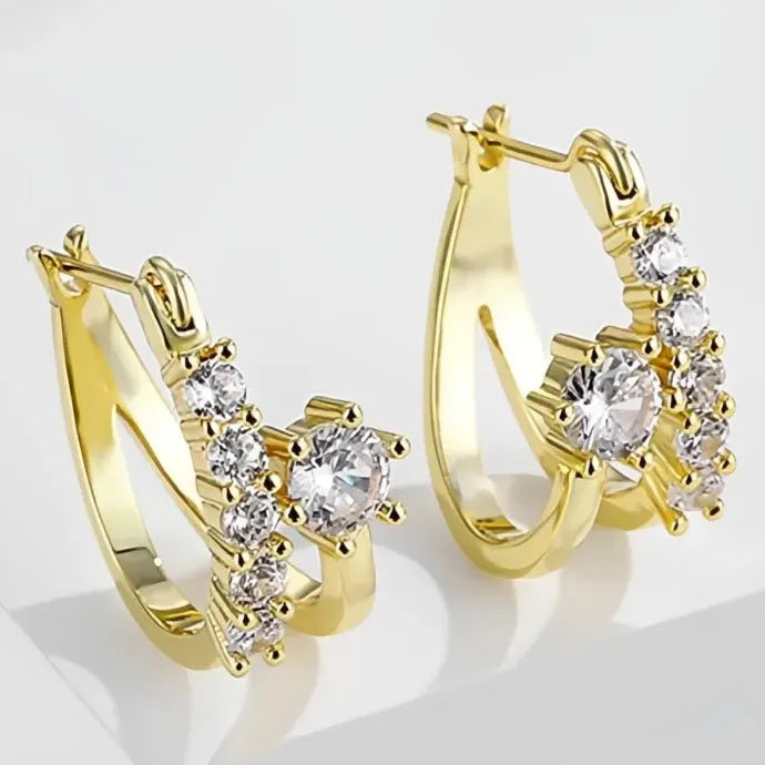 Gold Cross Hoop Earrings for Women Trendy Geometric Copper Alloy Jewelry