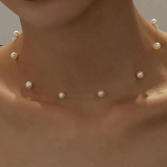Summer Kpop Pearl Collarbone Chain Necklace for Women Fashion Jewelry