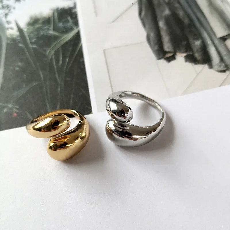 Copper Punk Chunky Open Adjustable Dome Teardrop Wide Bold Smooth Ring Unisex