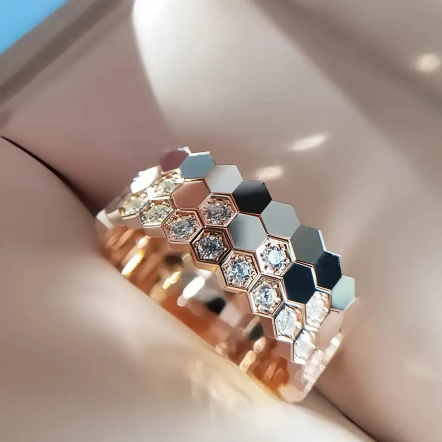 Women’s Wedding Rings Cubic Zirconia Brass Rose Gold Silver Engagement Jewelry Simple Design