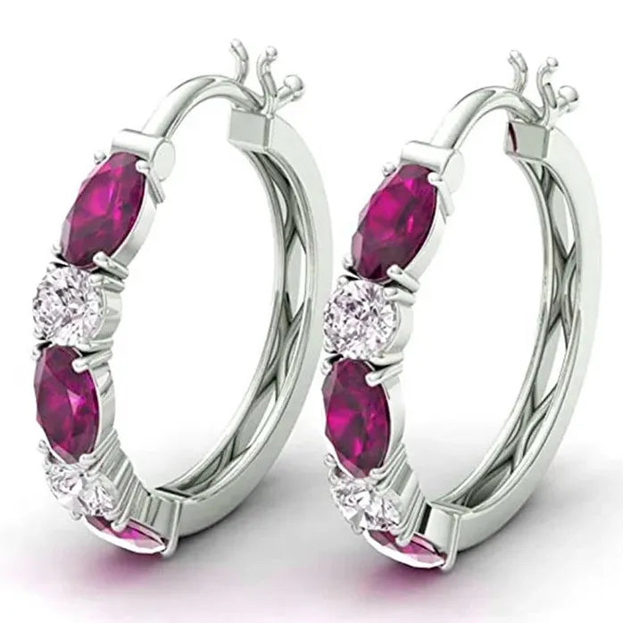 Geometric Zirconia Hoop Earrings for Women Brass Trendy Party Jewelry