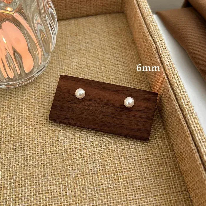 Simulated White Pearl Stud Earrings 6-14MM for Women Girls Gift