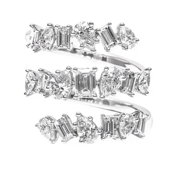 Multi-layer Women’s Geometric Brass CZ Ring Wedding Party Jewelry Gift