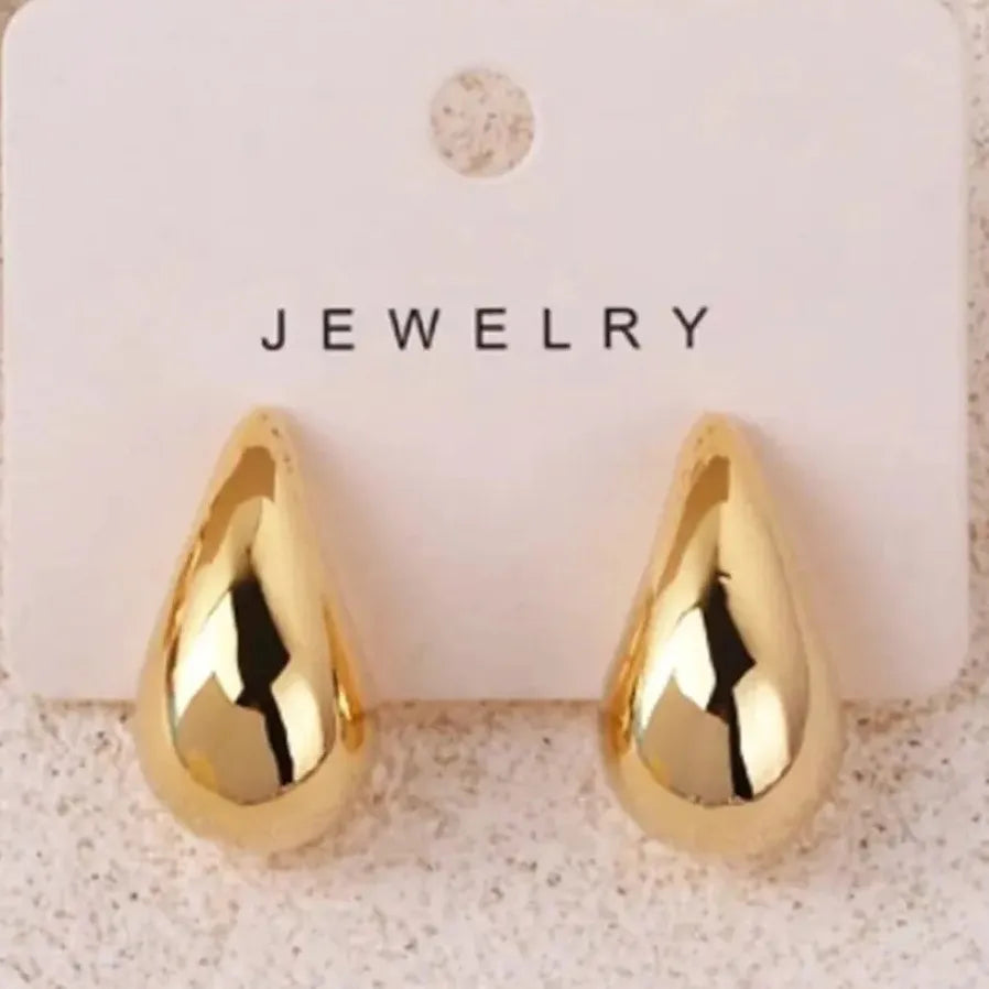 Gold Water Drop Acrylic Stud Earrings for Women 3 Sizes Silver Post