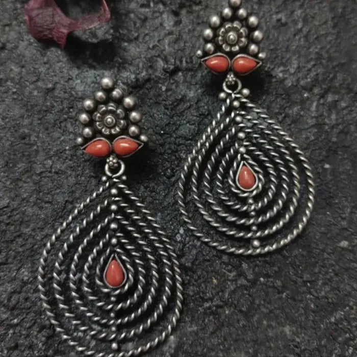 Vintage Ethnic Feng Shui Zinc Alloy Drop Hollow Earrings for Women Bohemian Jewelry