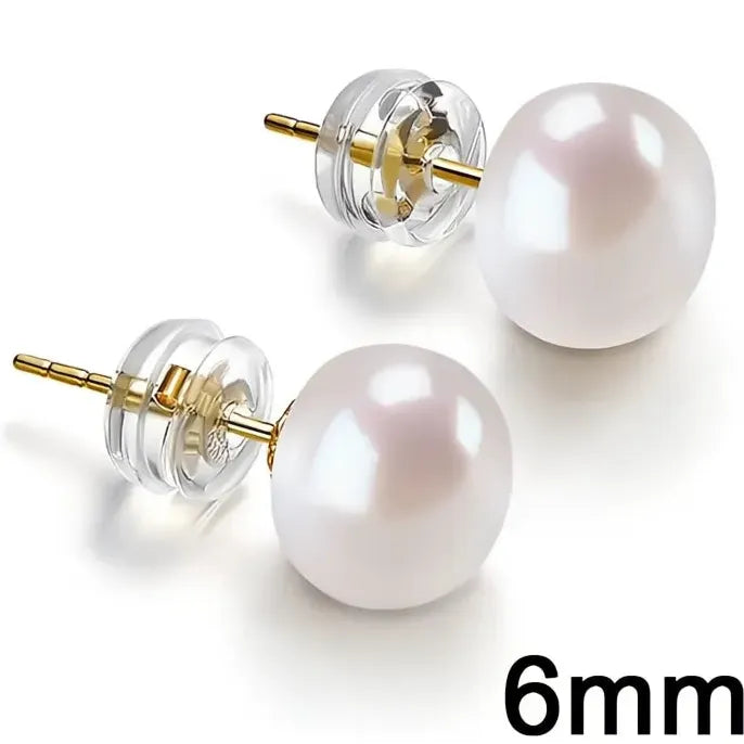Simple Imitation Pearl Stud Earrings for Women Gold Color 5-10MM Dainty Trendy Jewelry