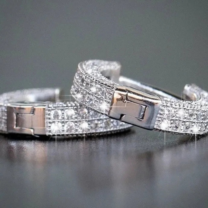 Luxury Cubic Zirconia Gold Hoop Earrings for Women Crystal Party Jewelry