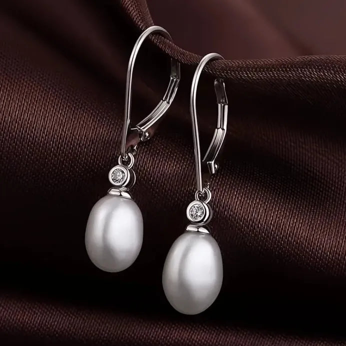 Elegant Oval Imitation Pearl Drop Earrings for Women Wedding Bridal Jewelry