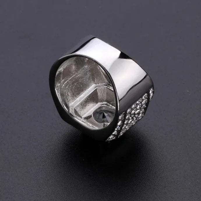 Hip Hop Rock Rings Men Women Luxury Zinc Alloy Rhinestone Zircon Party Wedding