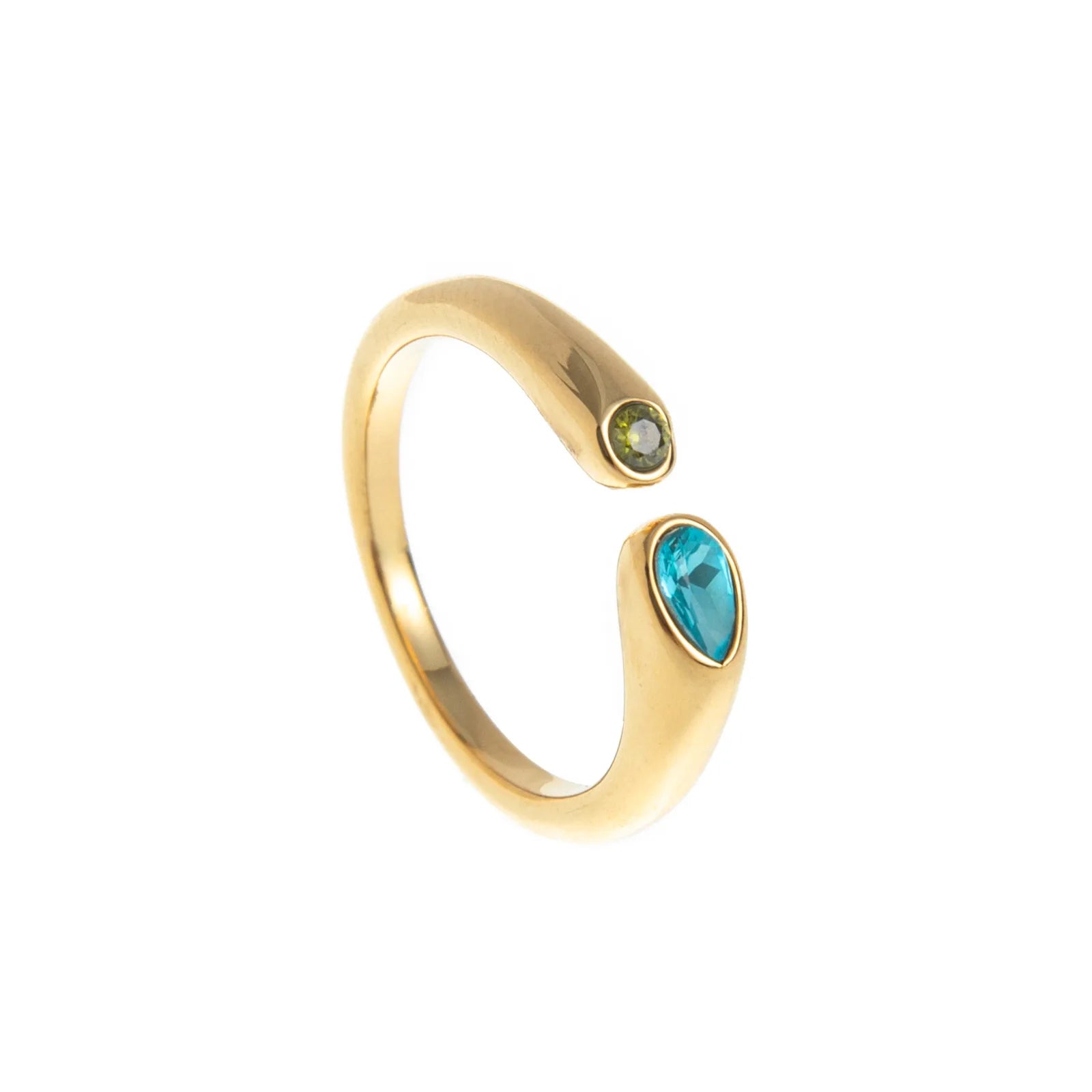 18k Gold Plated Stainless Steel 12 Month Birthstone Water Droplet Zircon Ring