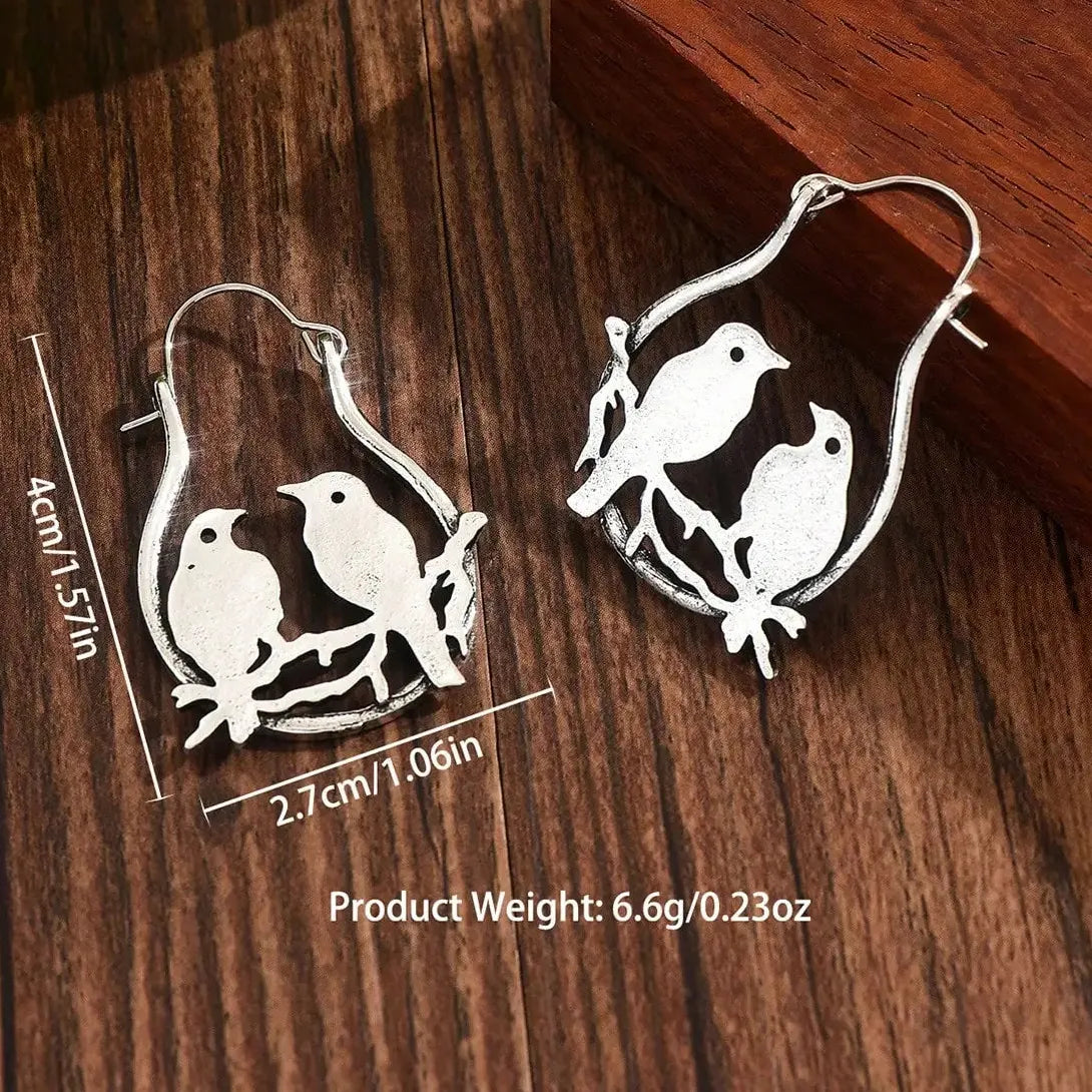 Silver Color Metal Geometry Bird Dangle Earrings for Women Jewelry Copper