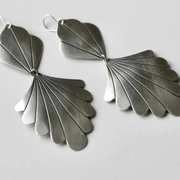 Vintage Zinc Alloy Metal Palm Leaf Drop Earrings for Women Jewelry
