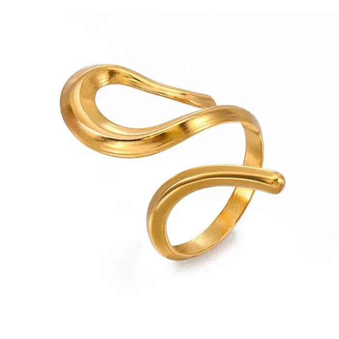 Minimalist Stainless Steel Geometric Open Ring for Women Gold Tone Gift Jewelry