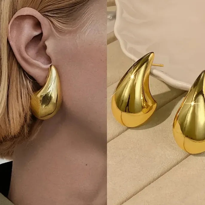 Water Drop Earrings for Women Brass Metal Gold Color Silver Plated Gift