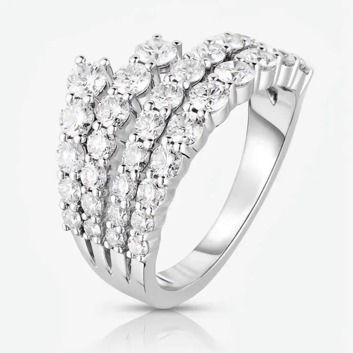 Cubic Zirconia Silver Color Geometric Band Ring Women Bridal Wedding Jewelry Party Accessory