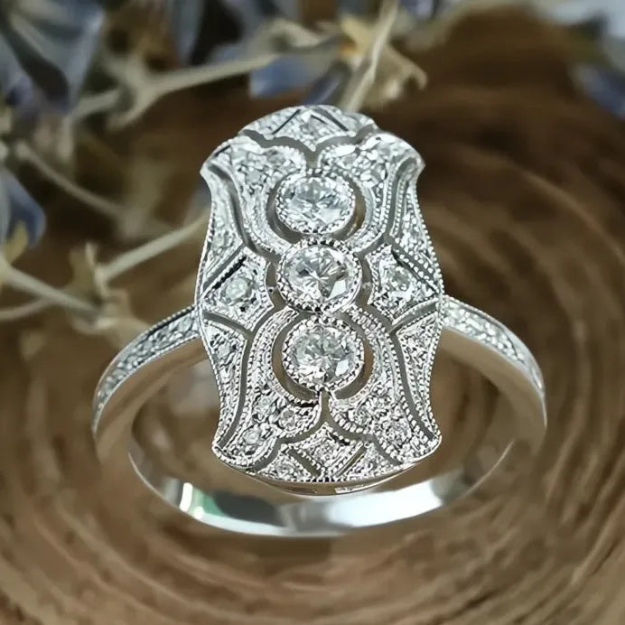 Temperament Women's Cubic Zirconia Geometric Party Ring for Anniversary