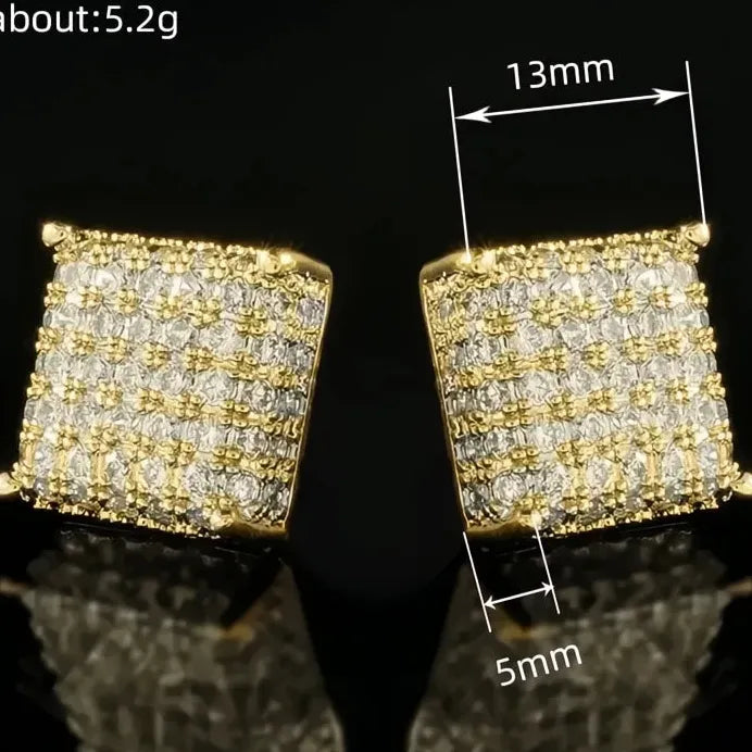 Square Micro Paved Cubic Zirconia Stud Earrings for Women Jewelry