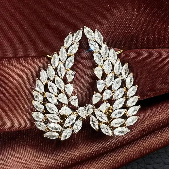 Geometric Copper Alloy Stud Earrings with Cubic Zirconia for Women