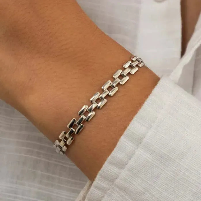 Stainless Steel Hollow Link Chain Bracelet for Women Vintage Gold Watch Band Charm Jewelry