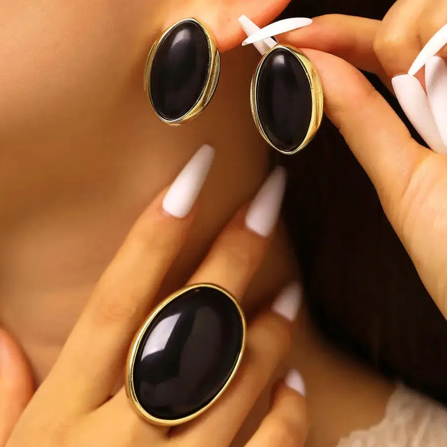 Red Acrylic Oval Geometric Stud Earrings for Women Fashion Jewelry