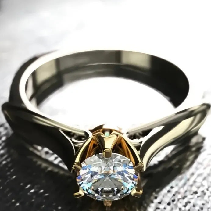 Two Tone Cubic Zirconia Wedding Rings for Women Engagement Collection