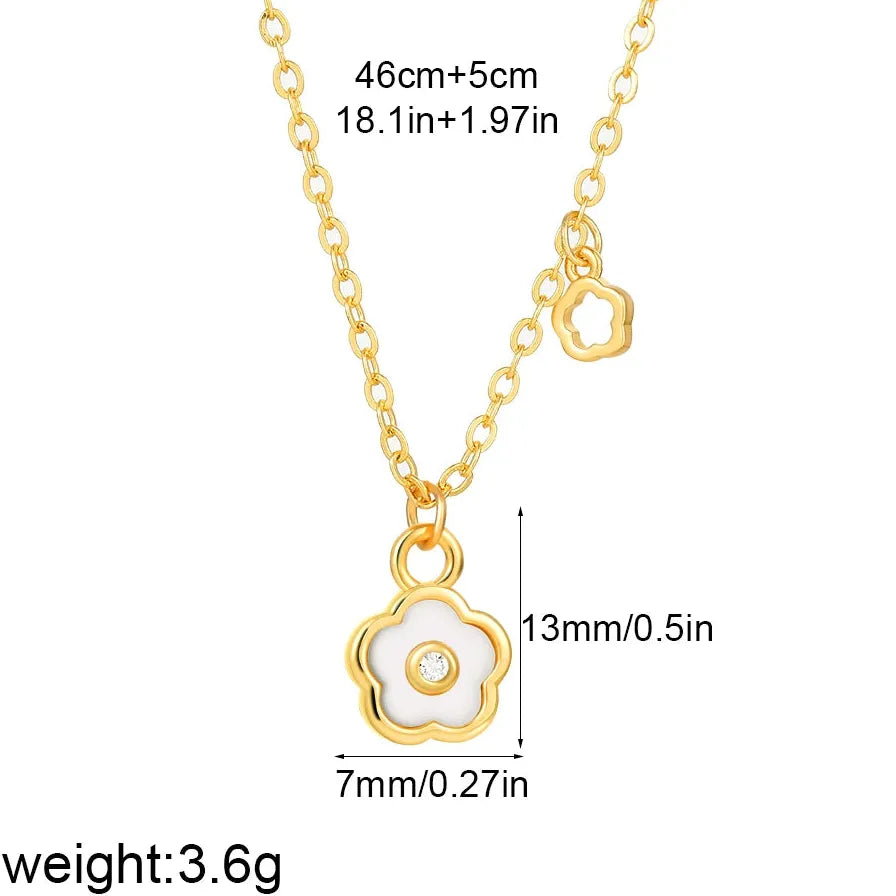 Flower Pendant Necklace for Women Girls Stainless Steel Opal Cubic Zirconia Choker