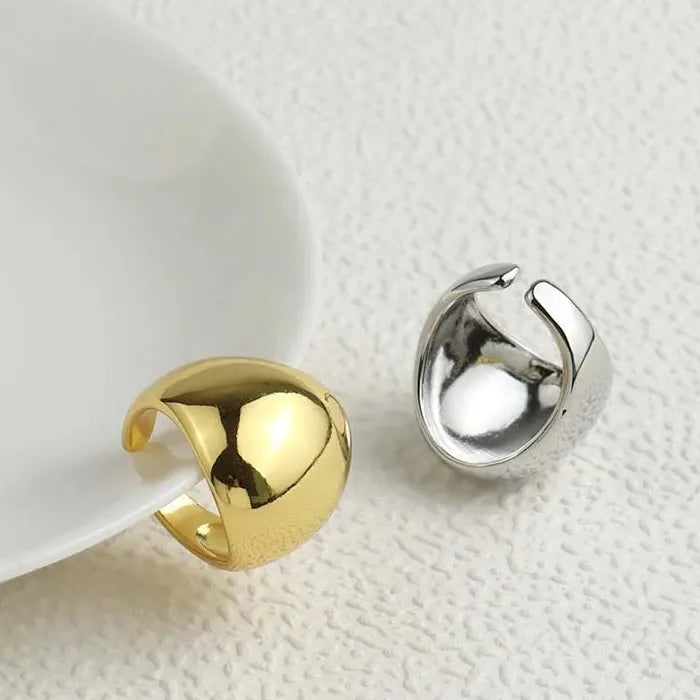Big Oval Metal Open Rings Punk Gold Chunky Statement Jewelry Gift Women Men
