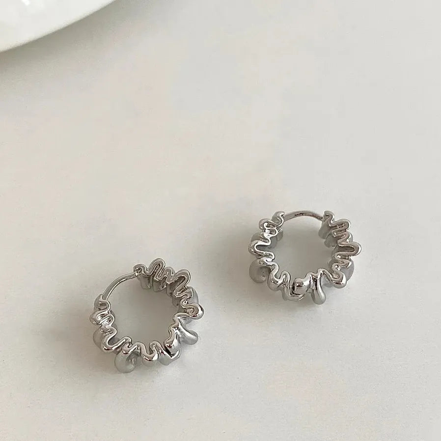 Copper Alloy Chunky Smooth Metal Hoop Earrings Women Girls Punk Jewelry
