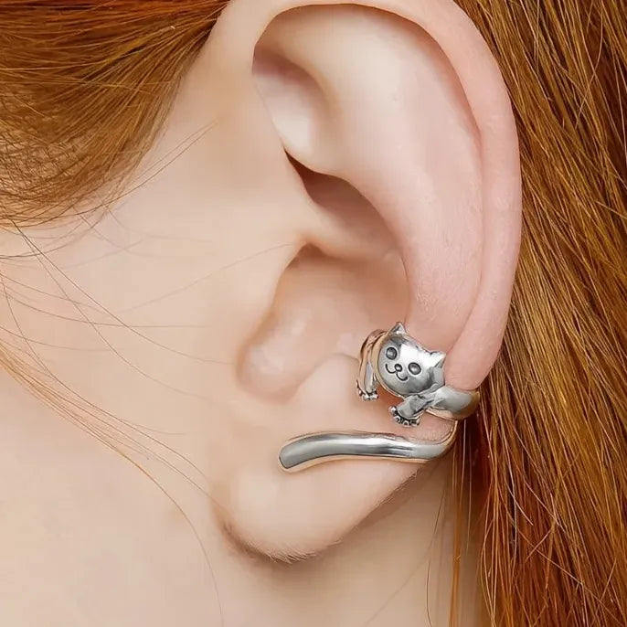 New Trendy Fox Shape Clip Earrings for Women Antique Silver Color Metal Ear Cuff Jewelry 2023 Statement