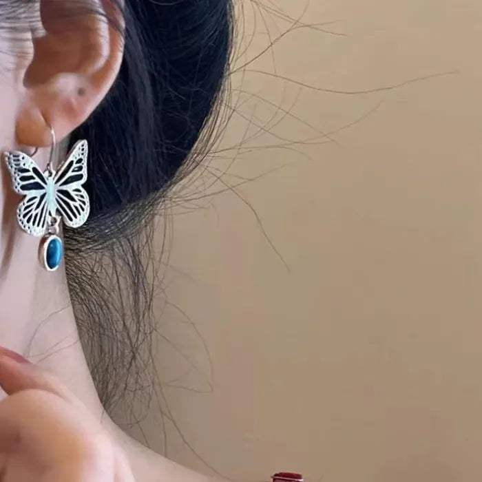 Vintage Butterfly Drop Earrings Zinc Alloy Minimalist Fashion Jewelry Women