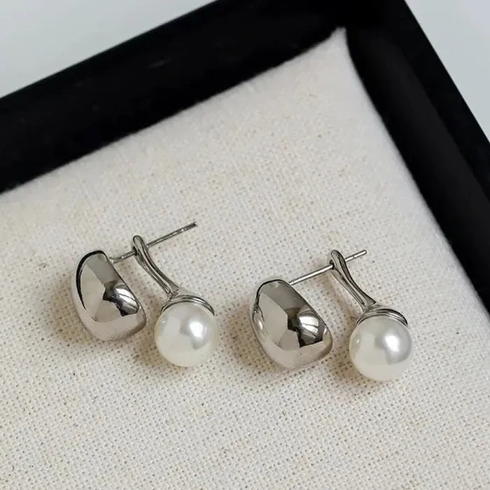 Bean Pearl Stud & Waterdrop Dangle Earrings for Women Zinc Alloy Gift 2026