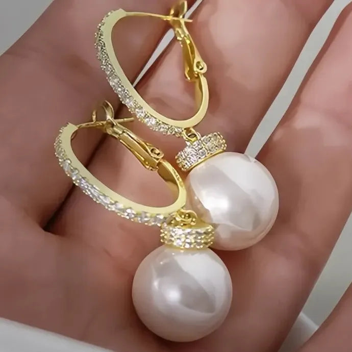 Luxury Women Gold Color Drop Earrings Imitation Pearl Wedding Gift Jewelry