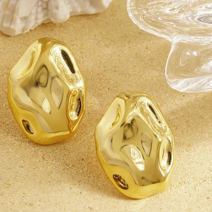 Irregular Geometric Stainless Steel Earrings 18K Gold Plated Tarnish Free