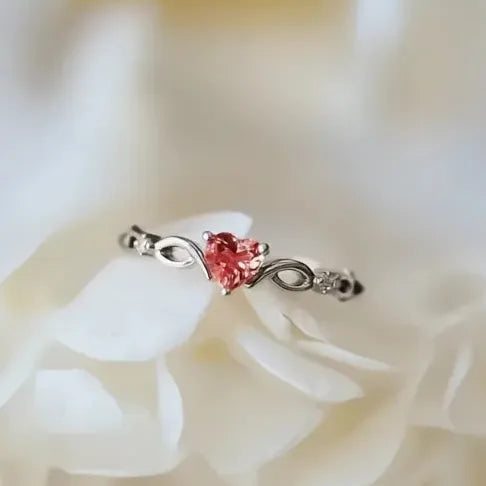 Heart Brass Ring with Cubic Zirconia Geometric Design Fashion Gift for Women