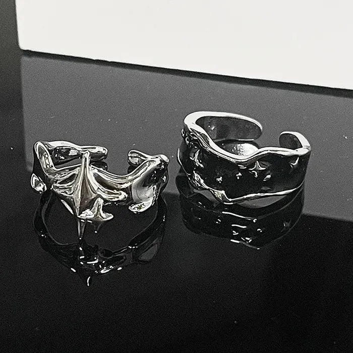 Copper Geometric Star Ring for Women Silver Tone Punk Hip Hop Jewelry Gift