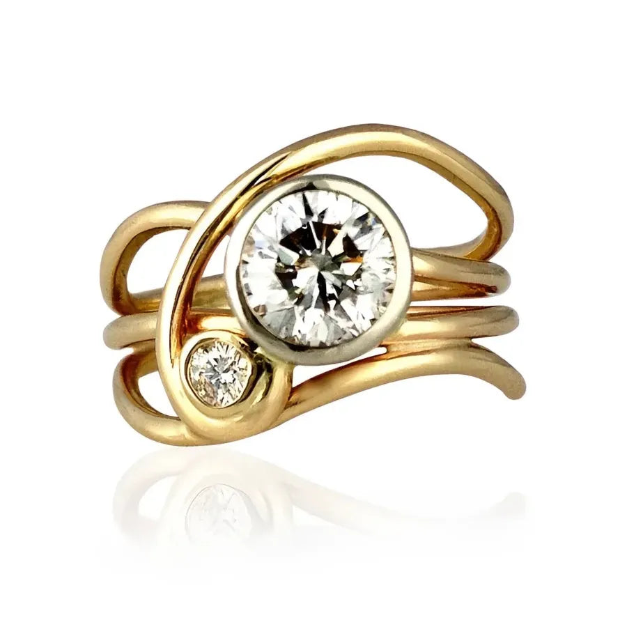 Women's Geometric Cubic Zirconia Wedding Bridal Ring Brass Jewelry