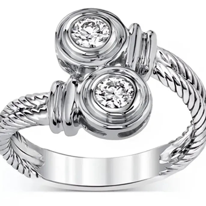 Women’s Brass Geometric Ring with Cubic Zirconia Inlay Fashion Jewelry