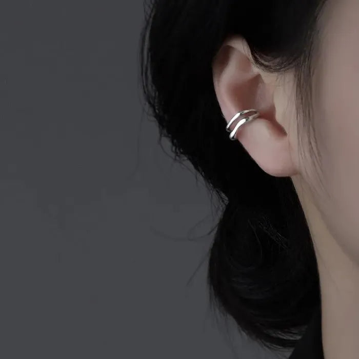 Zinc Alloy Non-Piercing Double Layer Ear Cuff Clip Earring Women Y2K
